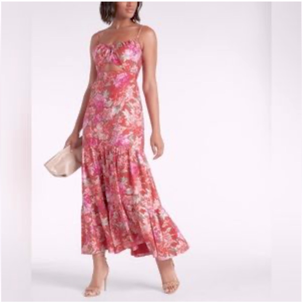 Express floral front tie maxi dress